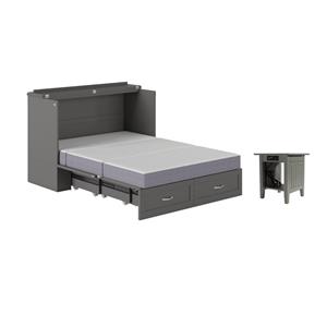 Home Square Set of 2 Murphy Full Bed Chest with Mattress & End Table in Gray