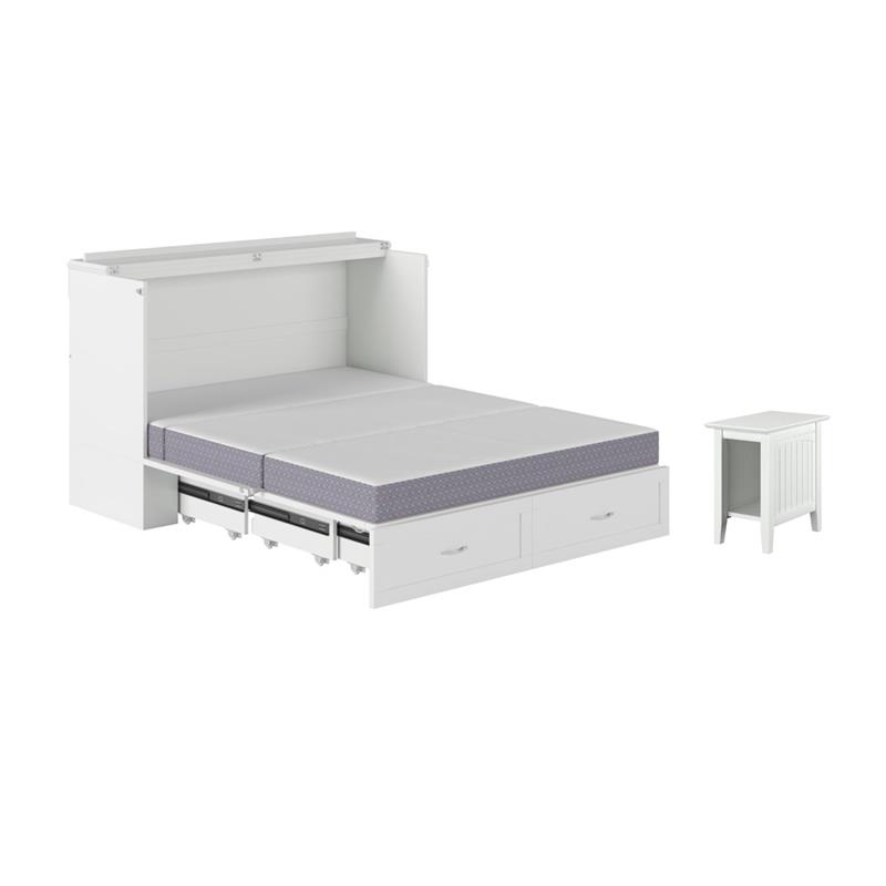 Home Square Set of 2 Queen Murphy Bed Chest  & Side Table in White