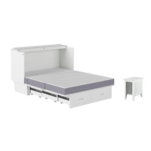 Home Square Set of 2 Queen Murphy Bed Chest & Side Table in White