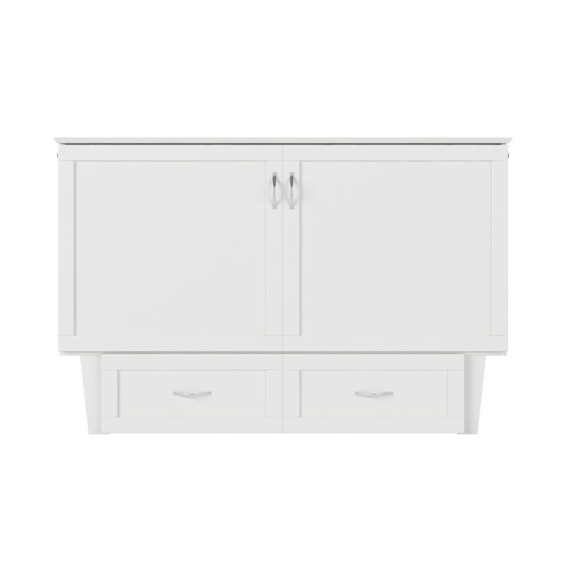 Home Square Set of 2 Queen Murphy Bed Chest & Side Table in White