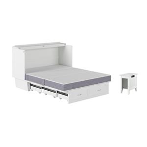 Home Square Set of 2 Queen Murphy Bed Chest & Side Table in White