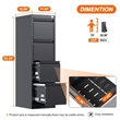 Home Square Set of 2 4-Drawer Vertical Metal File Cabinet for Office in Black