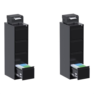 Home Square Set of 2 4-Drawer Vertical Metal File Cabinet for Office in Black