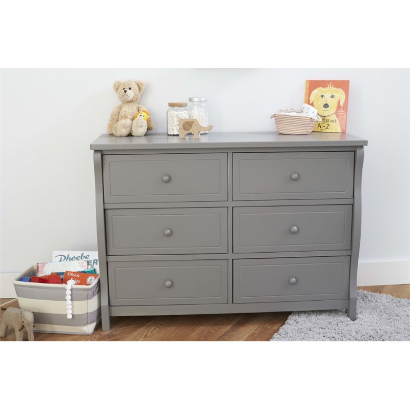 Home Square Set of 3 Gray Crib and Changer & 4-Drawer Dresser & Double Dresser