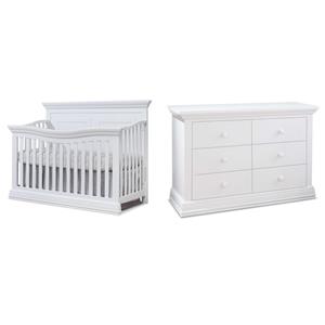 Home Square Set of 2 4-in-1 Crib and Double Dresser in White