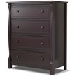 Home Square 3 Set Espresso Crib and Changer & 4-Drawer Dresser & Double Dresser