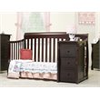 Home Square 3 Set Espresso Crib and Changer & 4-Drawer Dresser & Double Dresser