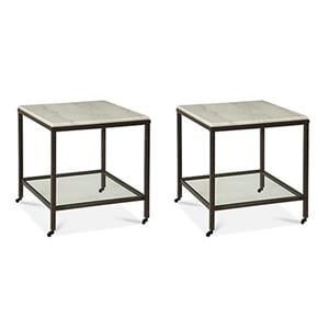 Home Square Set of 2 Marble Rectangular End Tables in Bronze