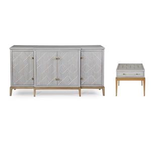 Home Square Set of 2 4-Door Server & Rectangular End Table in Soft Graphite Gray