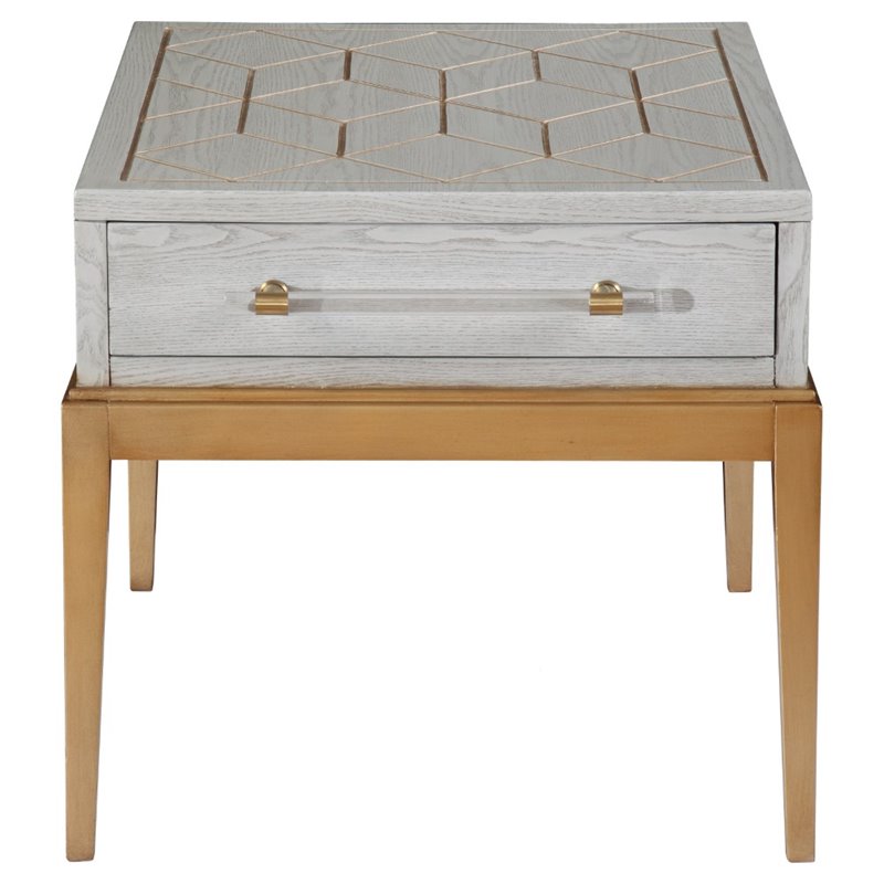 Home Square Set of 3 4-Door Server & Cocktail Table & End Table in Gray