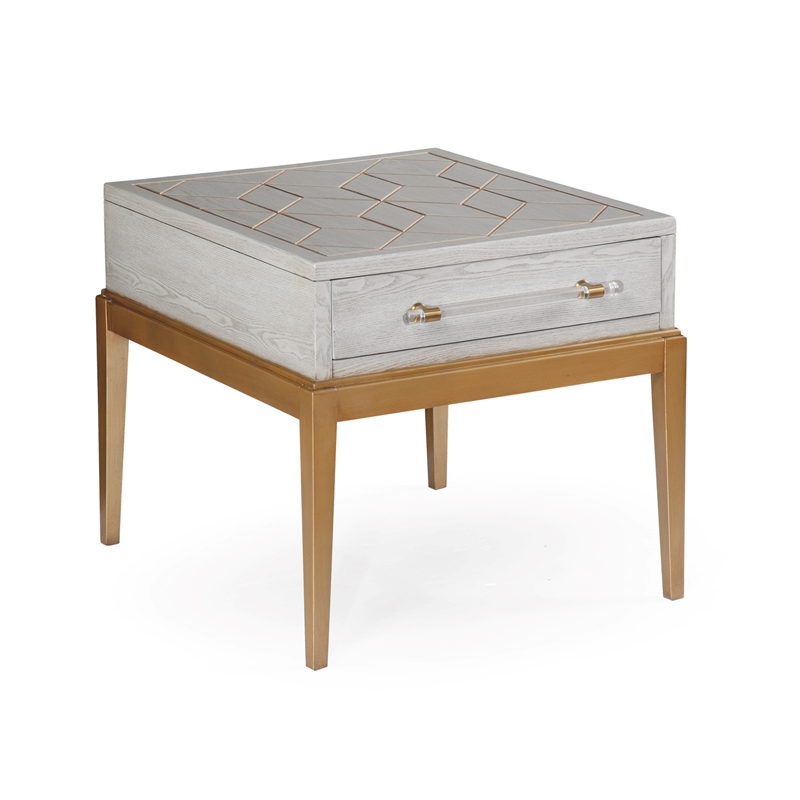 Home Square Set of 3 4-Door Server & Cocktail Table & End Table in Gray