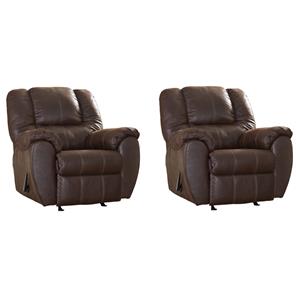 home square set of 2 contemporary rocker recliners in walnut