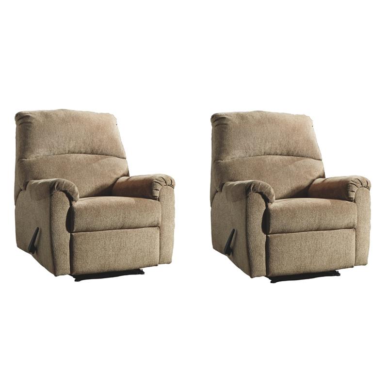 Home Square Set of 2 Contemporary Zero Wall Recliners in Mocha
