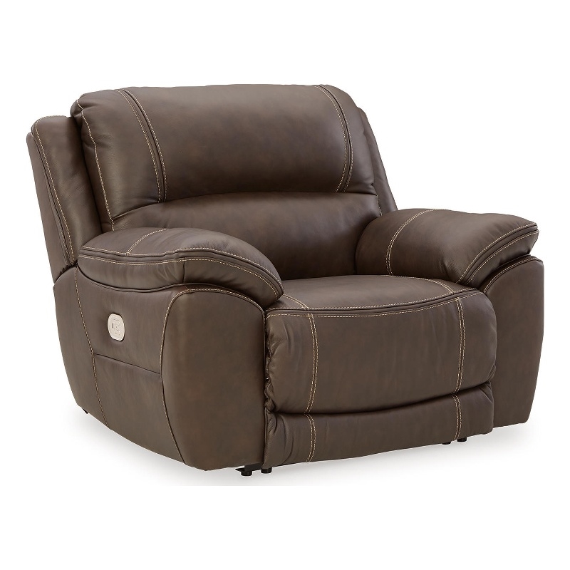 Home Square Set of 2 Leather Zero Wall Recliners with Headrest in Dark Brown