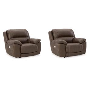 home square set of 2 leather zero wall recliners with headrest in dark brown