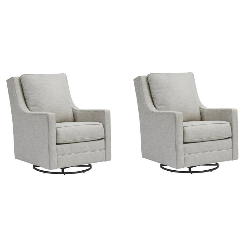 Home Square Set of 2 Swivel Glider Accent Chairs in Frost Finish