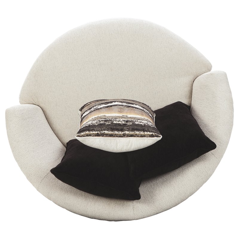 Home Square Set of 2 Oversized Round Swivel Chairs in Snow Finish