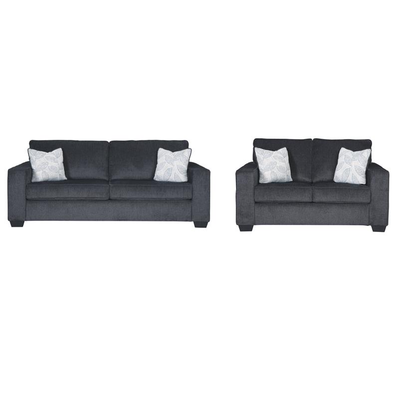 Home Square Set of 2 Queen Sleeper Sofa & Loveseat in Slate Finish