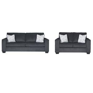 Home Square Set of 2 Queen Sleeper Sofa & Loveseat in Slate Finish