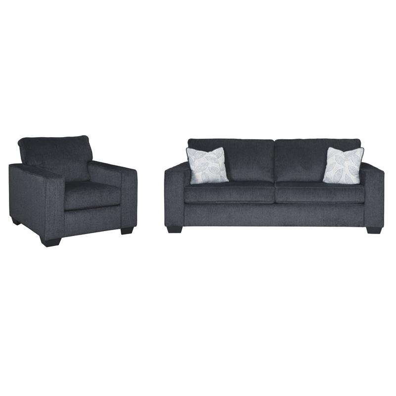 Home Square Set of 2 Queen Sleeper Sofa & Accent Chair in Slate