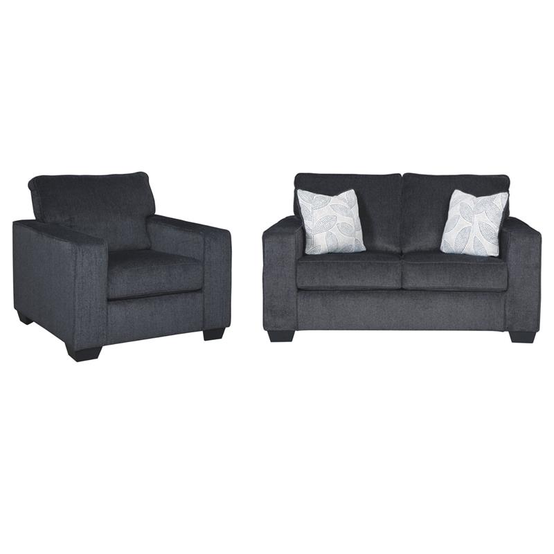 Home Square Set of 2 Loveseat & Accent Chair in Slate Finish