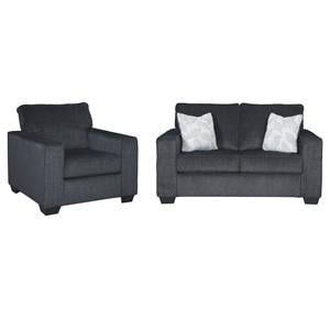 Home Square Set of 2 Loveseat & Accent Chair in Slate Finish