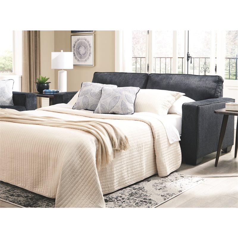 Home Square Set of 3 Queen Sleeper Sofa & Loveseat & Ottoman in Slate