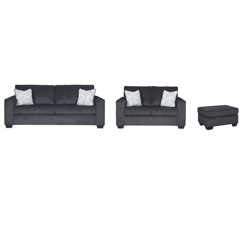 Home Square Set of 3 Queen Sleeper Sofa & Loveseat & Ottoman in Slate