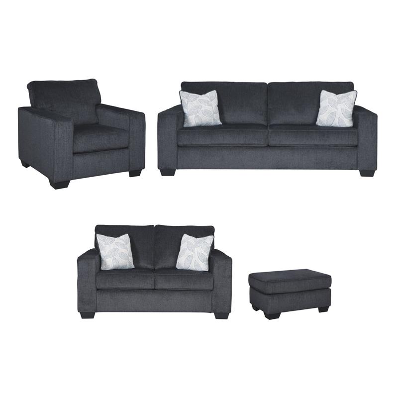 Home Square Set of 4 Queen Sleeper Sofa & Loveseat & Accent Chair & Ottoman