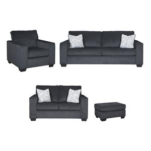 Home Square Set of 4 Queen Sleeper Sofa & Loveseat & Accent Chair & Ottoman