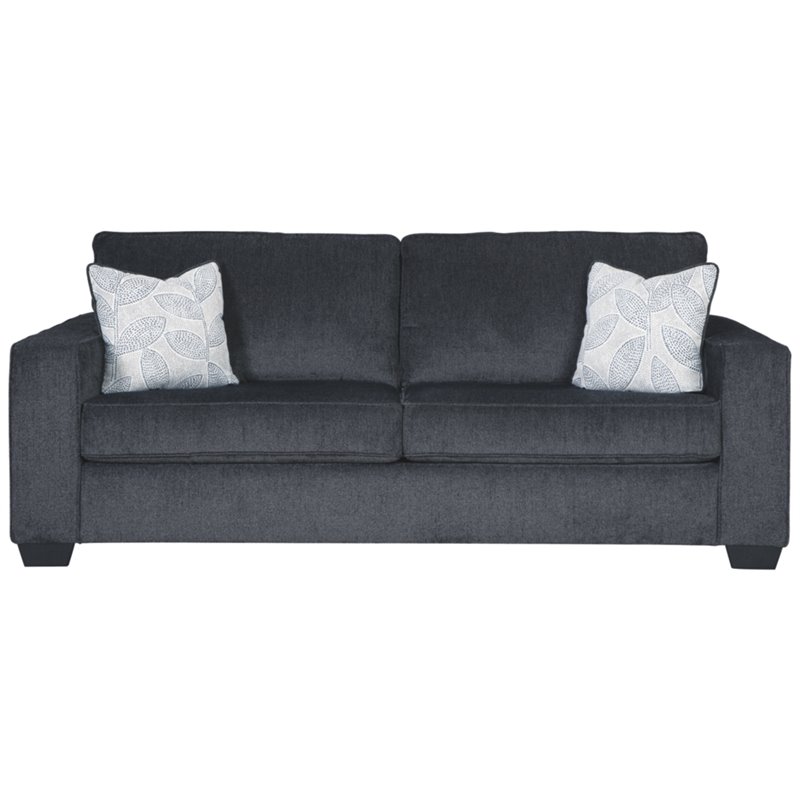 Home Square Set of 2 Contemporary Sofa & Loveseat in Slate Finish