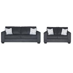 Home Square Set of 2 Contemporary Sofa & Loveseat in Slate Finish