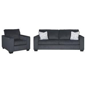 Home Square Set of 2 Contemporary Sofa & Accent Chair in Slate