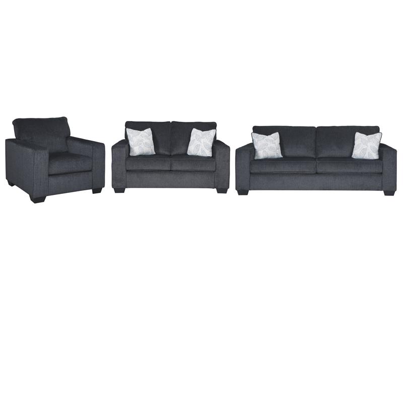 Home Square Set of 3 Sofa & Loveseat & Accent Chair in Slate