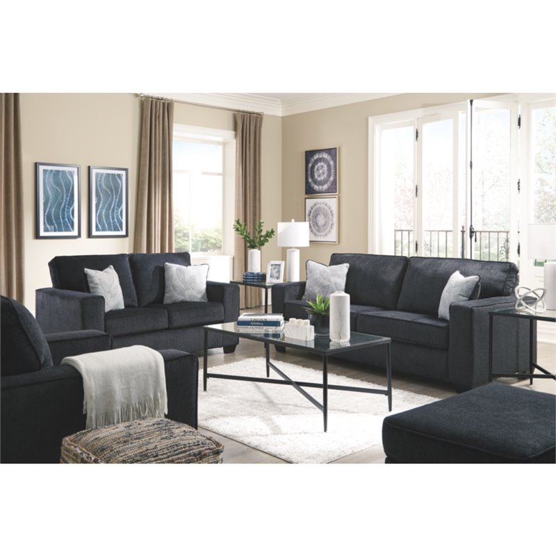 Home Square Set of 3 Sofa & Loveseat & Ottoman in Slate