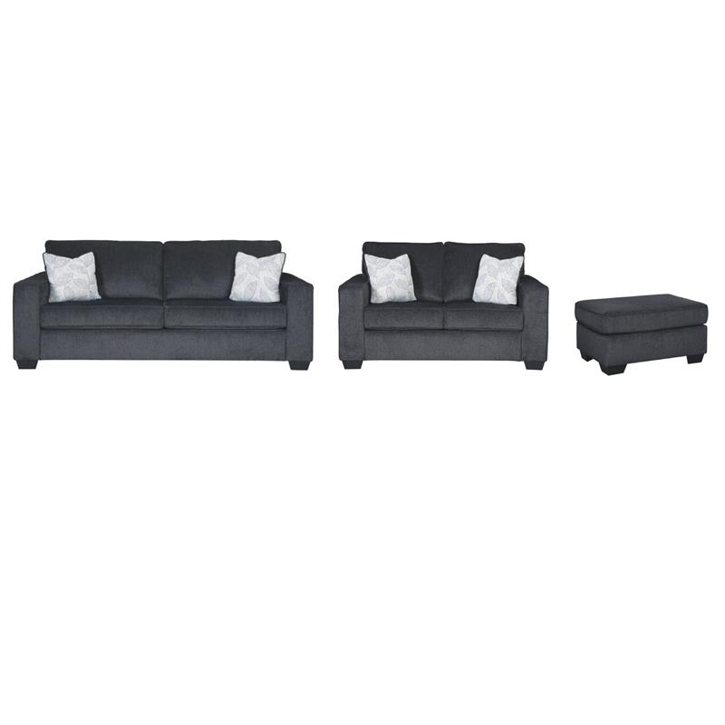 Home Square Set of 3 Sofa & Loveseat & Ottoman in Slate