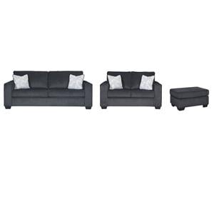 Home Square Set of 3 Sofa & Loveseat & Ottoman in Slate