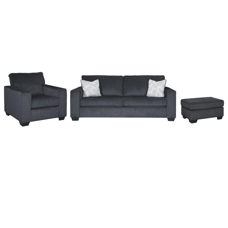 Home Square Set of 3 Sofa & Accent Chair & Ottoman in Slate