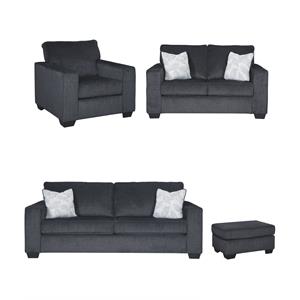Home Square Set of 4 Sofa & Loveseat & Accent Chair & Ottoman in Slate