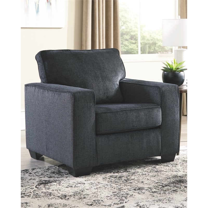 Home Square Set of 2 Contemporary Accent Chair & Ottoman in Slate