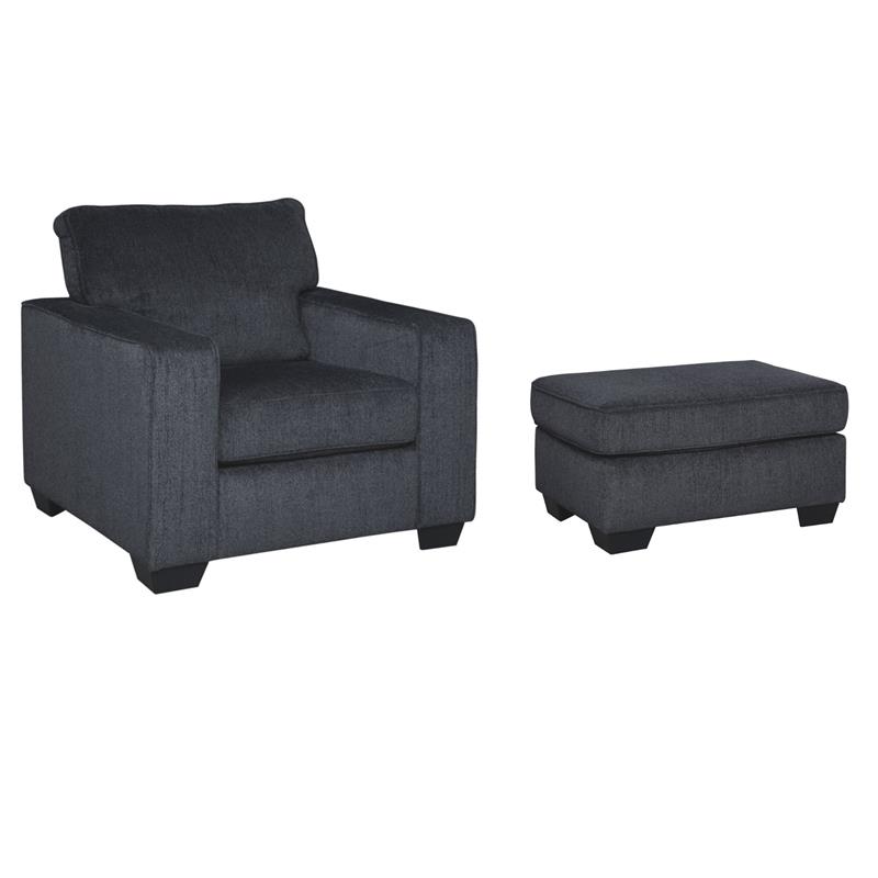 Home Square Set of 2 Contemporary Accent Chair & Ottoman in Slate