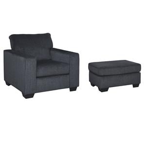 Home Square Set of 2 Contemporary Accent Chair & Ottoman in Slate