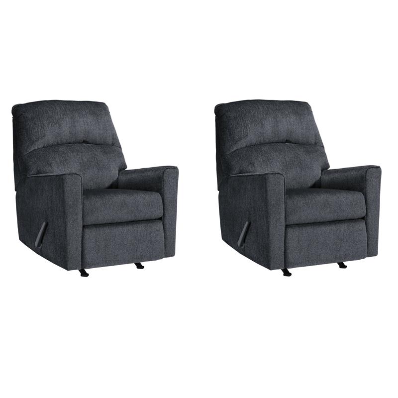 Home Square Set of 2 Contemporary Rocker Recliners in Slate Finish