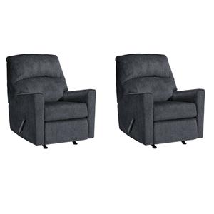 home square set of 2 contemporary rocker recliners in slate finish