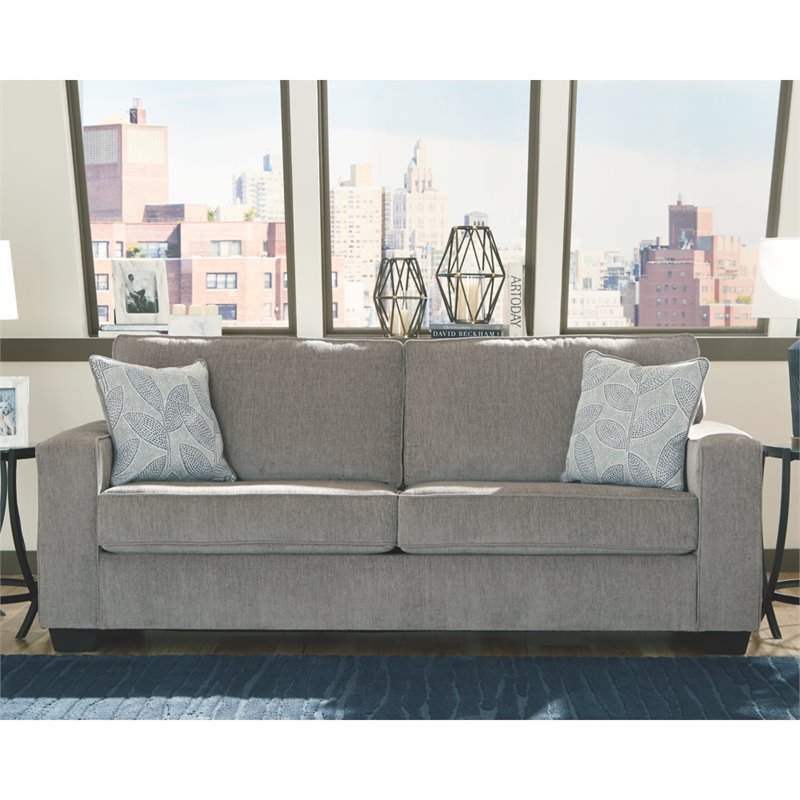 Home Square Set of 2 Contemporary Sofa & Loveseat in Alloy Finish