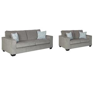 Home Square Set of 2 Contemporary Sofa & Loveseat in Alloy Finish