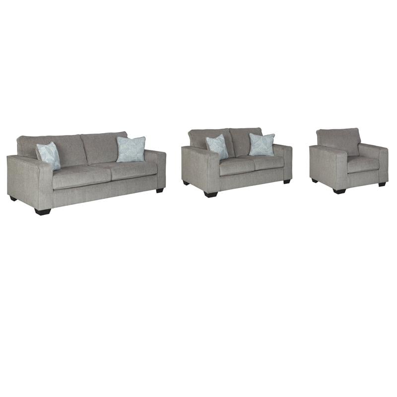 Home Square Set of 3 Sofa & Loveseat & Accent Chair in Alloy