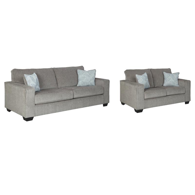 Home Square Set of 2 Queen Sleeper Sofa & Loveseat in Alloy Finish