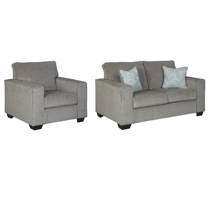 Home Square Set of 2 Loveseat & Accent Chair in Alloy Finish