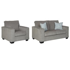 Home Square Set of 2 Loveseat & Accent Chair in Alloy Finish